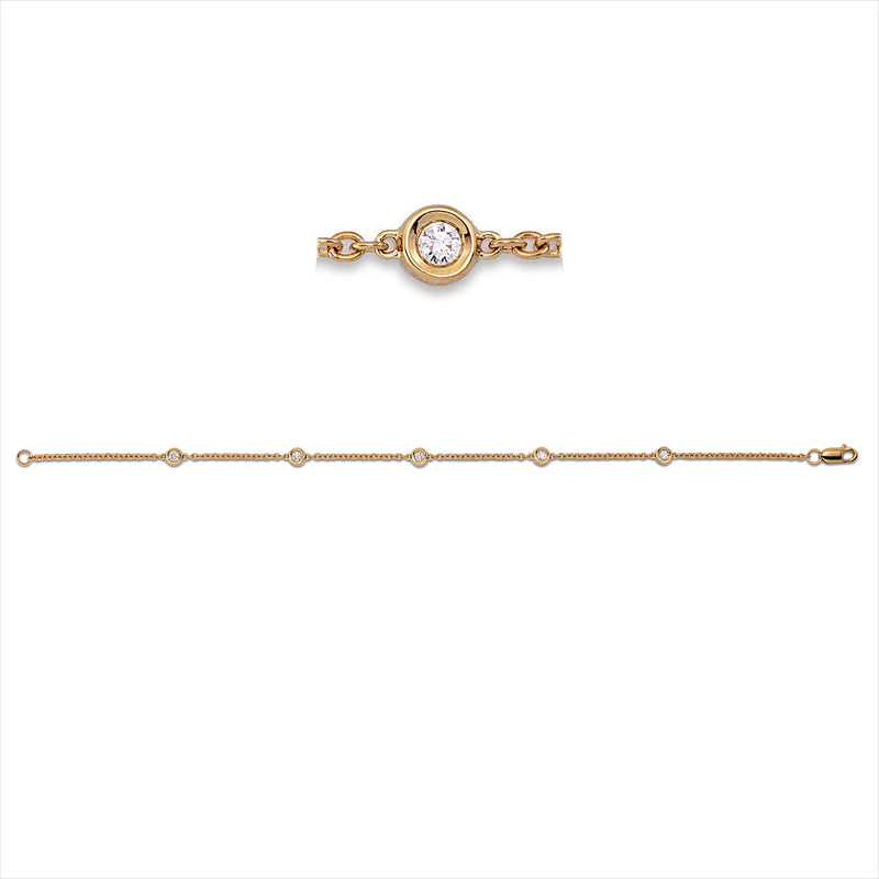Armband 18 kt GG, 2 Brill. 0,07 ct, TW-si, 3 Brill. 0,09 ct, TW-si