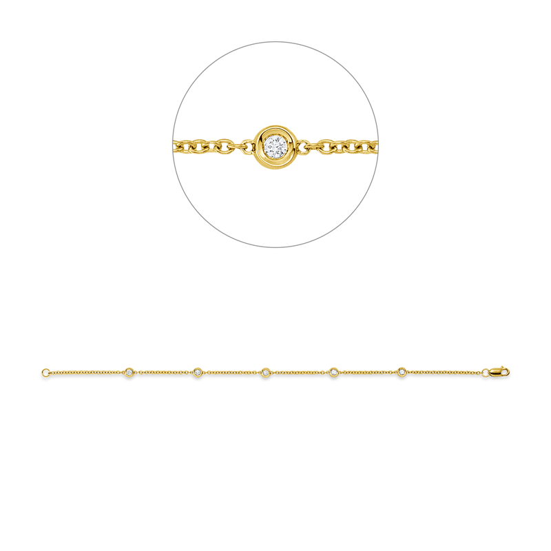 Armband 18 kt GG, 2 Brill. 0,07 ct, TW-si, 3 Brill. 0,09 ct, TW-si