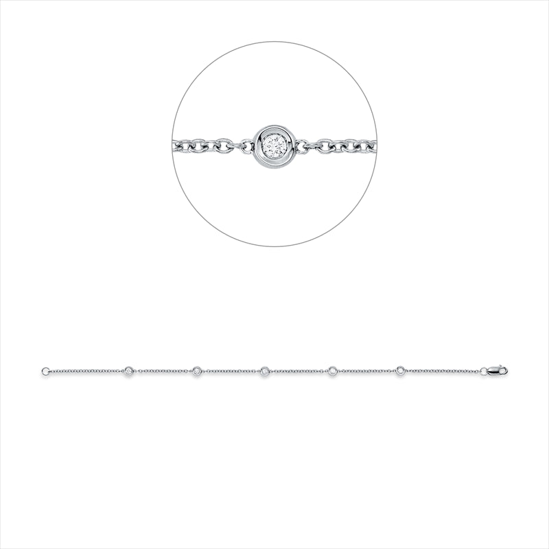 Armband 18 kt WG, 2 Brill. 0,07 ct, TW-si, 3 Brill. 0,09 ct, TW-si
