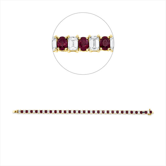 Armband 18 kt RG, 28 Sm.schliff 6,85 ct, TW-si, 28 Rubine 6,16 ct rot