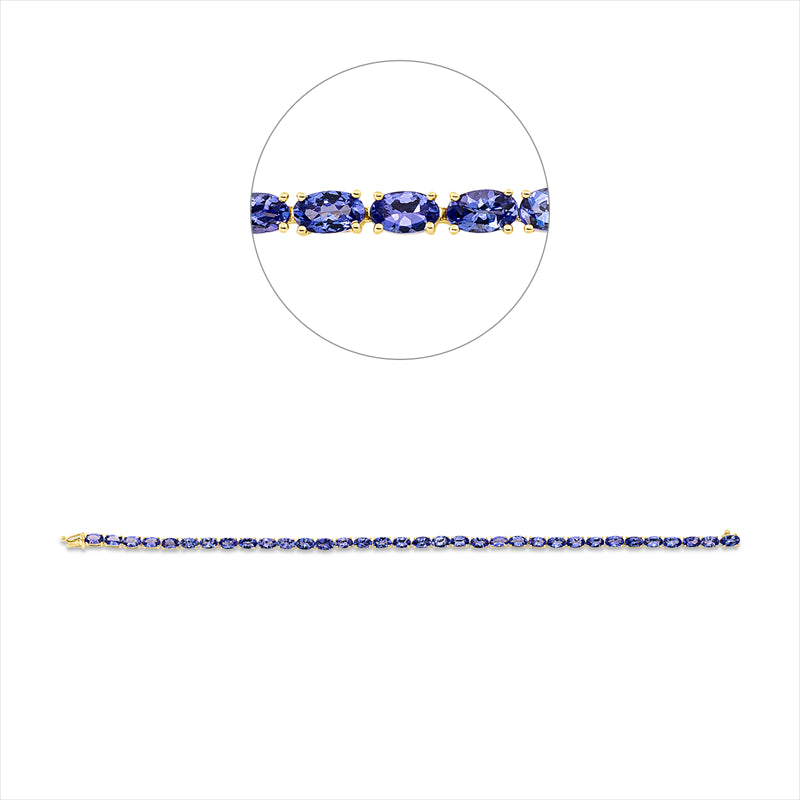 Armband 14 kt GG, 34 Tansanit 8,26 ct blau