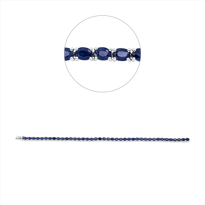Armband 14 kt WG, 40 Saphire 9,16 ct blau