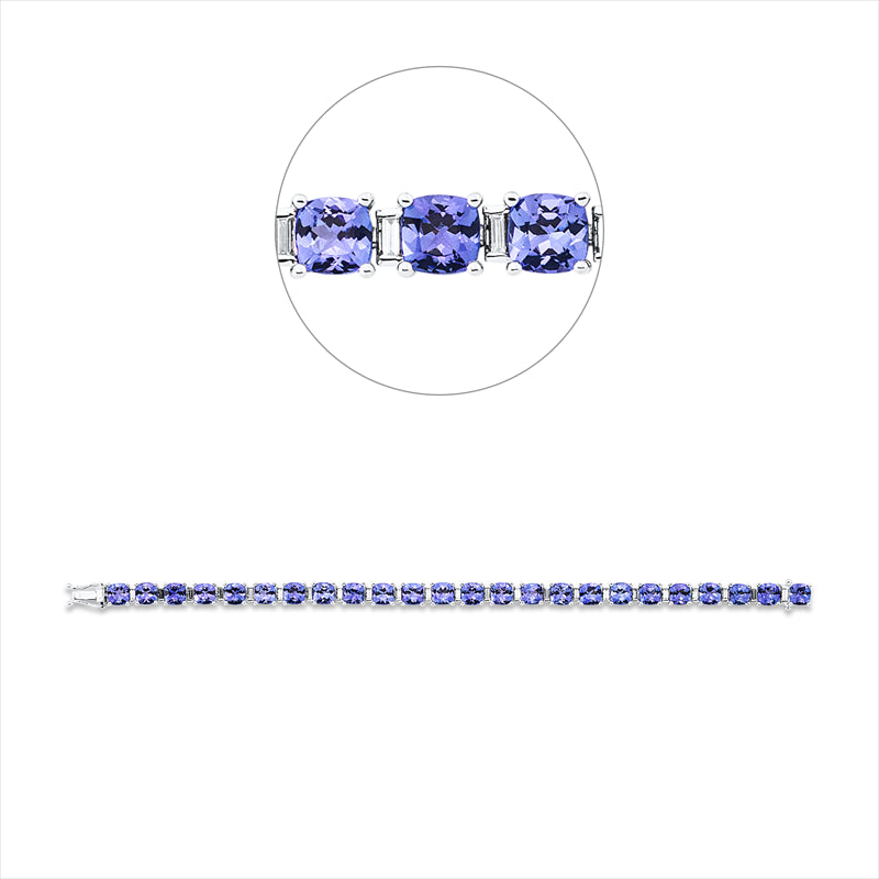 Armband 14 kt WG, 24 Bag. 0,70 ct, TW-si, 24 Tansanit 19,04 ct blau