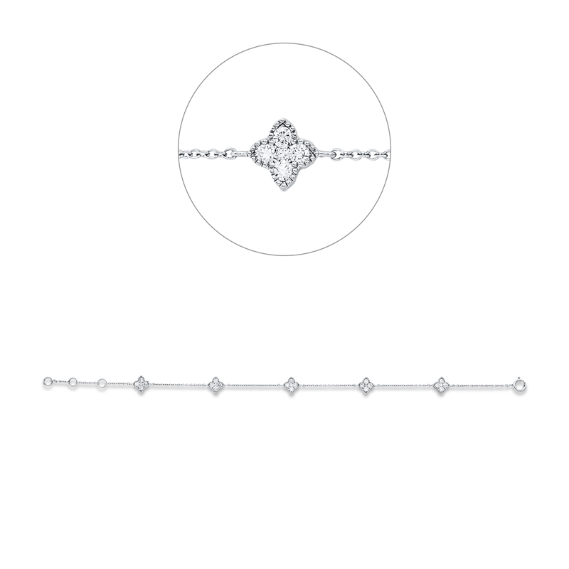 Armband 18 kt WG, mit ZÖ 15,5 cm + 16,5 cm, 25 Brill. 0,60 ct, TW-si