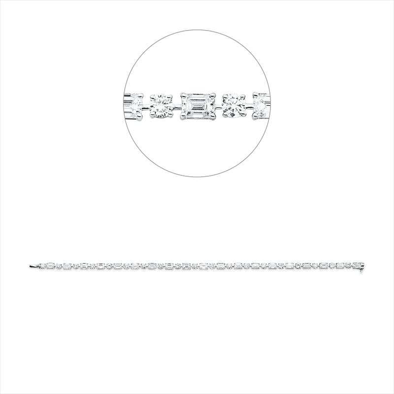 Armband 18 kt WG, IGI65J9539625, 19 Sm.schliff 5,21 ct, F-vvs/vs, 19 Brill. 2,09 ct, TW-vsi/si
