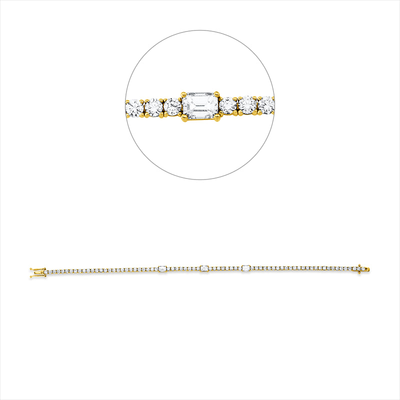Armband 18 kt GG, 3 Sm.schliff 0,85 ct, TW-si, 70 Brill. 2,89 ct, TW-si