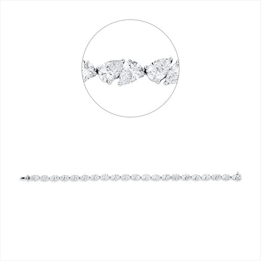 Armband 18 kt WG, 42 Tropfen 10,12 ct, D/TW-vsi/si