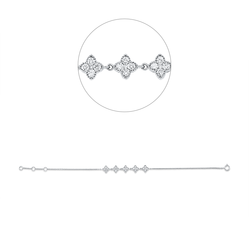 Armband 18 kt WG, mit ZÖ 15,5 cm + 16,5 cm, 25 Brill. 0,61 ct, W-si