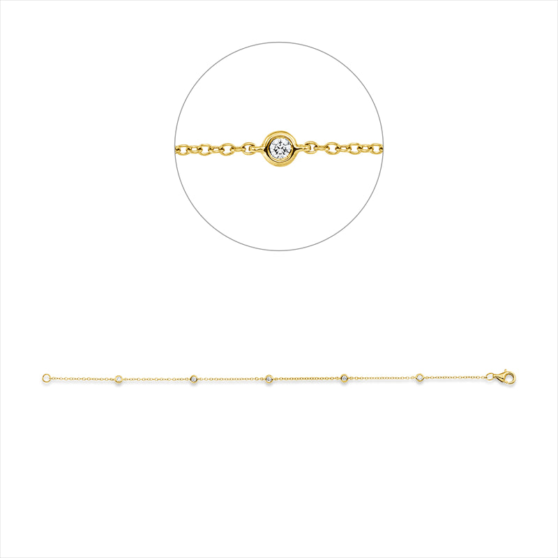 Armband 18 kt GG, 5 Brill. 0,13 ct, TW-vsi/si