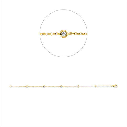 Armband 18 kt GG, 5 Brill. 0,13 ct, TW-vsi/si