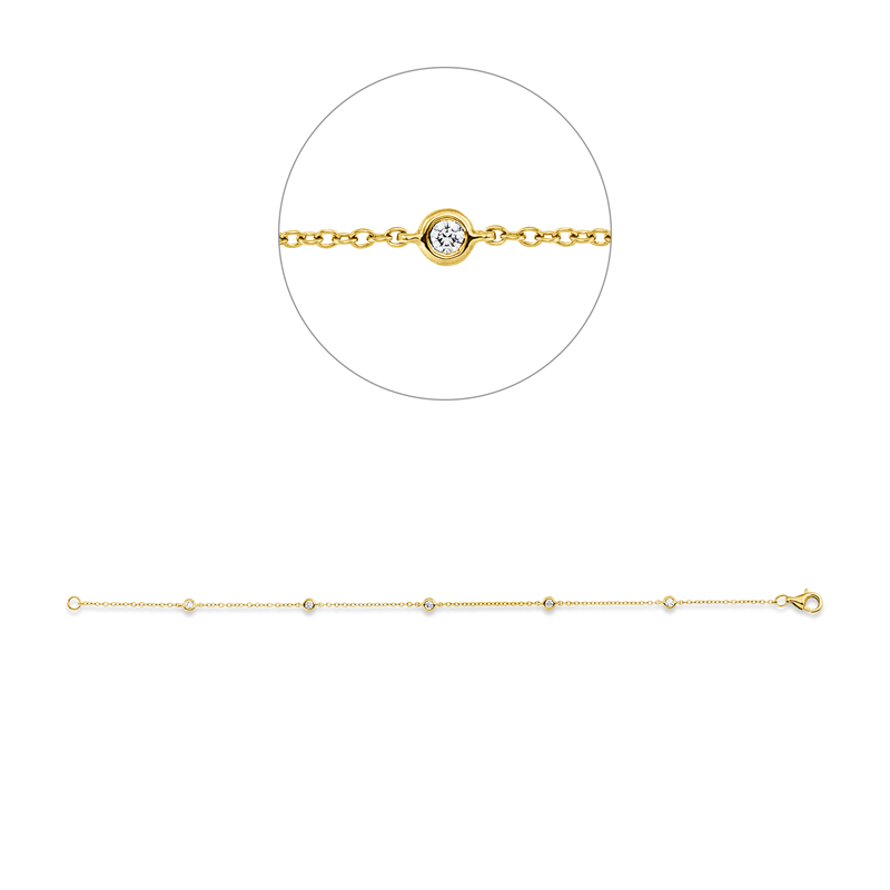 Armband 18 kt GG, 5 Brill. 0,14 ct, TW-vsi/si