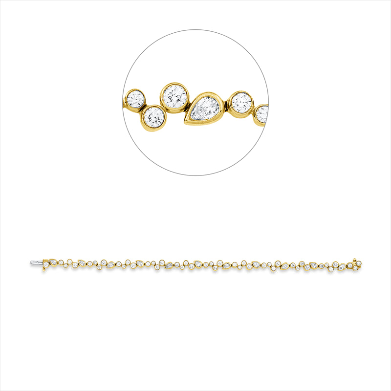 Armband 18 kt GG+WG, 11 Tropfen 1,58 ct, TW-vsi, 44 Brill. 2,66 ct, TW-vsi