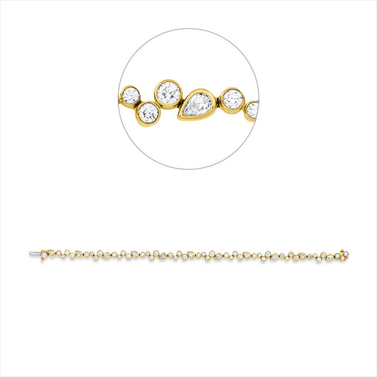 Armband 18 kt GG+WG, 11 Tropfen 1,58 ct, TW-vsi, 44 Brill. 2,66 ct, TW-vsi