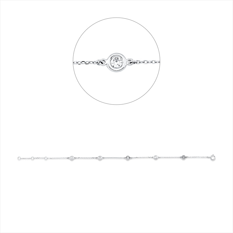 Armband 18 kt WG, 5 Brill. 0,22 ct, W-si