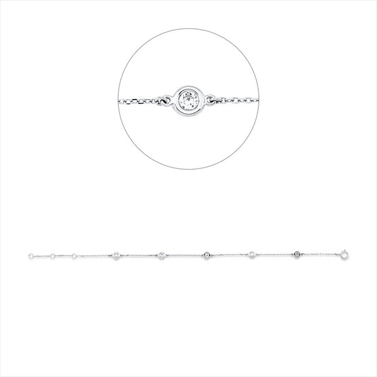 Armband 18 kt WG, 5 Brill. 0,22 ct, W-si