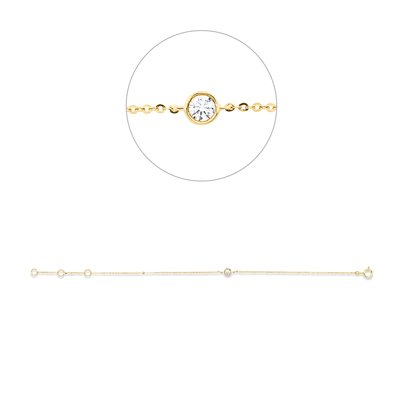 Armband 18 kt GG, 1 Brill. 0,10 ct, TW-pi