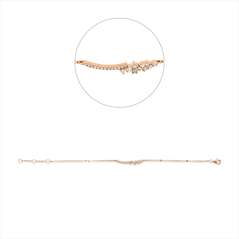 Armband 18 kt RG, mit ZÖ 15 cm + 16,5 cm, 23 Brill. 0,18 ct, TW-si