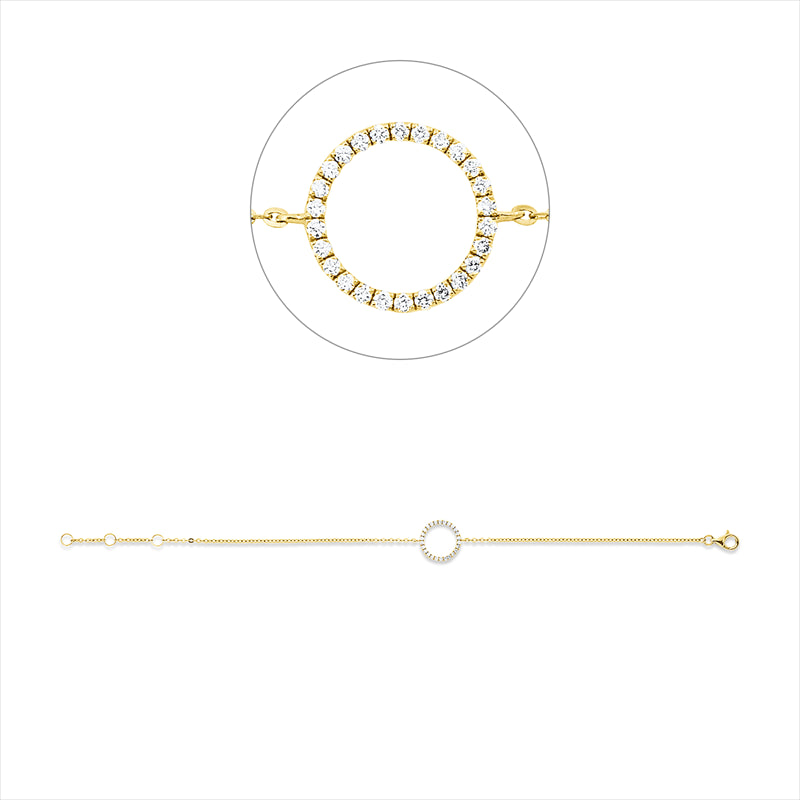Armband 18 kt GG, mit ZÖ 15 cm + 16,5 cm, 26 Brill. 0,14 ct, TW-si