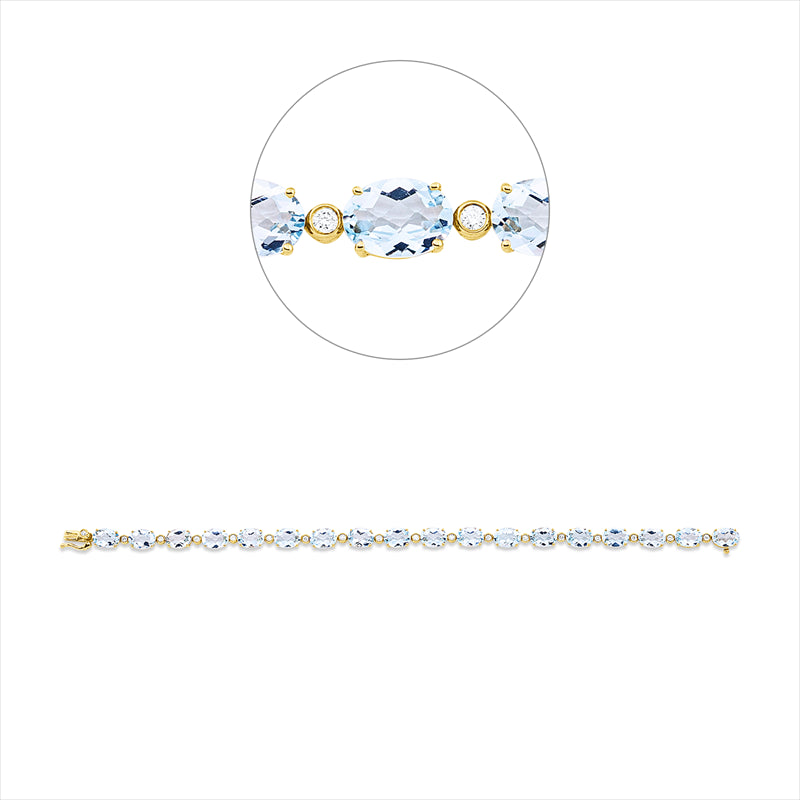 Armband 18 kt GG, 18 Brill. 0,29 ct, TW-si, 18 Topase 14,50 ct sky blue