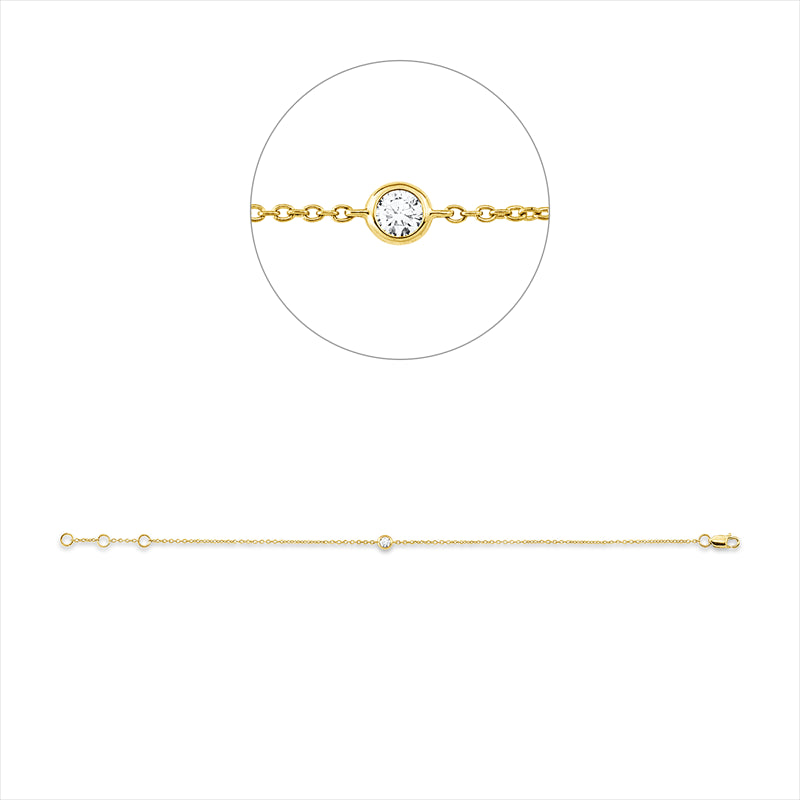 Armband 18 kt GG, mit ZÖ 16 cm, 17 cm, 1 Brill. 0,09 ct, TW-si