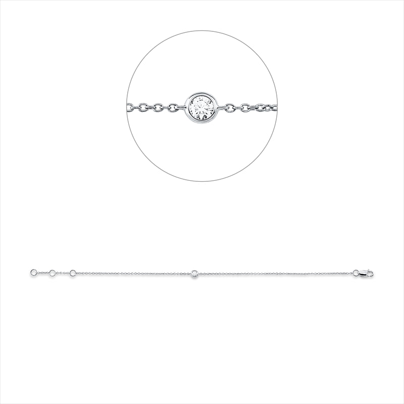 Armband 18 kt WG, mit ZÖ 16cm ,17 cm, 1 Brill. 0,08 ct, TW-si