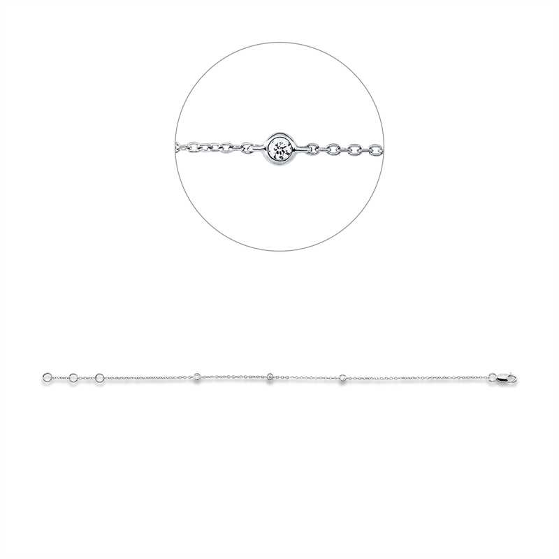 Armband 18 kt WG, mit ZÖ 16 cm, 17 cm, 3 Brill. 0,09 ct, TW-si