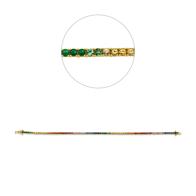 Armband 18 kt GG, 84 Saphire 3,23 ct fancy