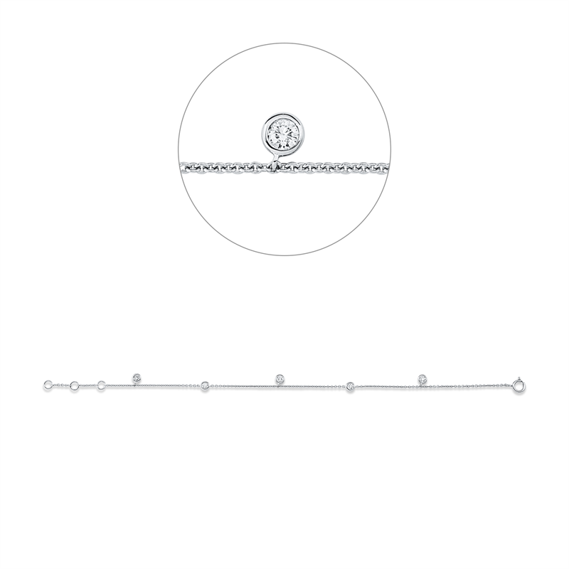 Armband 18 kt WG, mit ZÖ 15,5 cm + 16,5 cm, 5 Brill. 0,27 ct, W-si