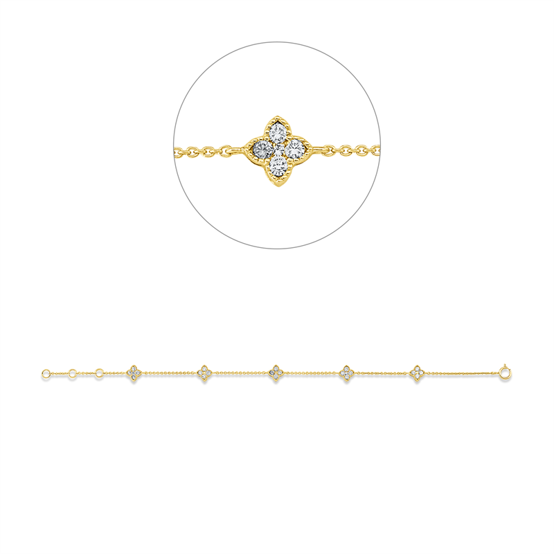 Armband 18 kt GG, mit ZÖ 15,5 cm + 16,5 cm, 25 Brill. 0,60 ct, W-si