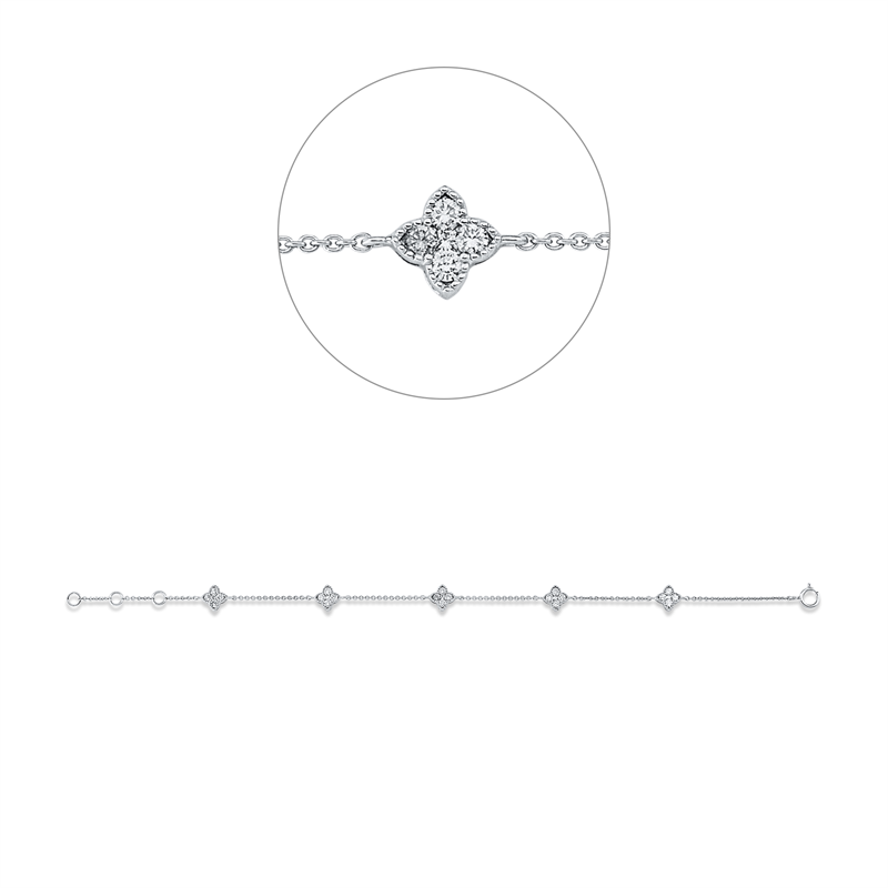 Armband 18 kt WG, mit ZÖ 15,5 cm + 16,5 cm, 25 Brill. 0,60 ct, W-si