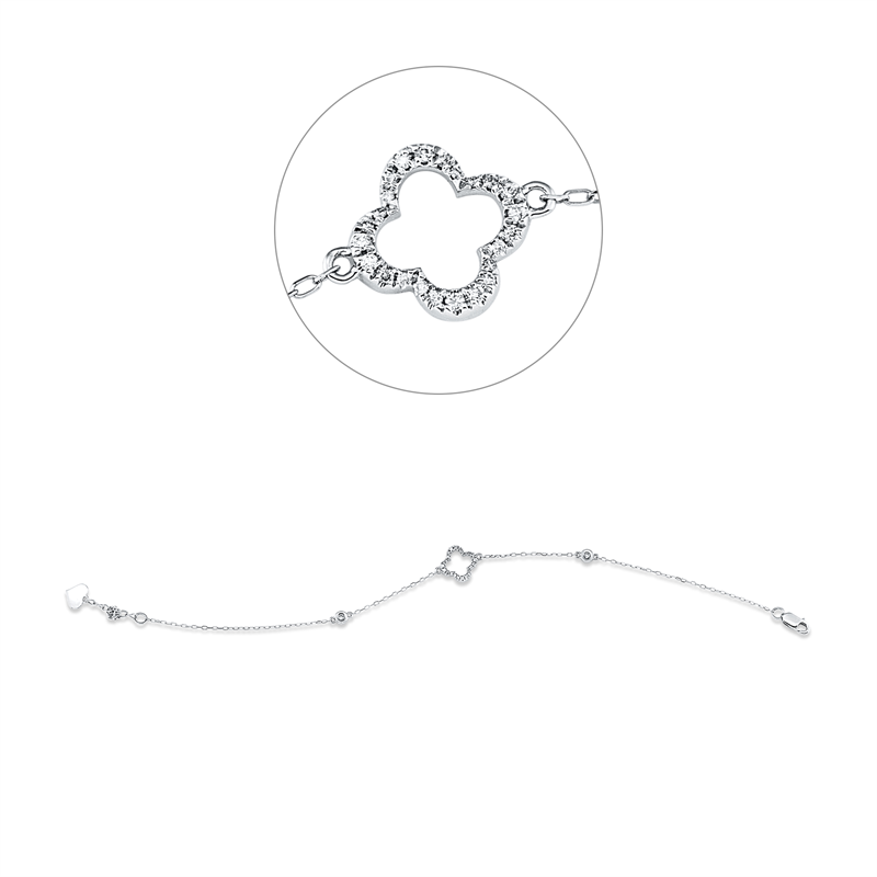Armband 14 kt WG, mit ZÖ 17,8 cm, 26 Brill. 0,12 ct, TW-si