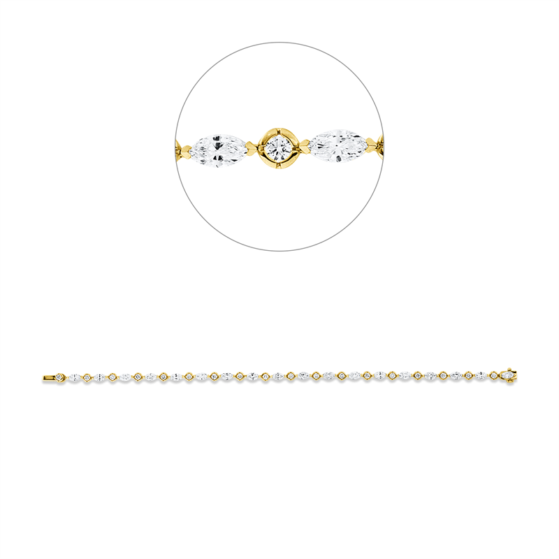 Armband 18 kt GG+WG, 18 Nav. 2,67 ct, TW-vsi, 18 Brill. 0,85 ct, TW-vsi