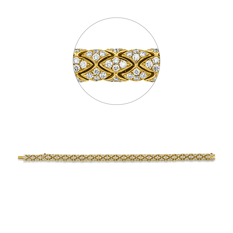 Armband 18 kt GG, 400 Brill. 5,42 ct, TW-vsi