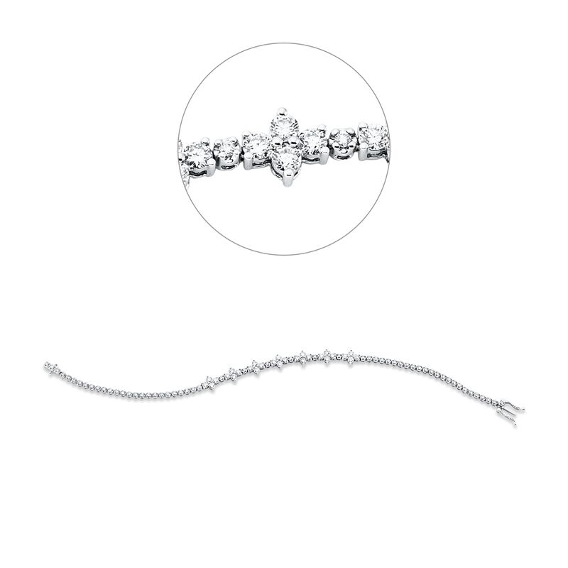 Armband 18 kt WG, 28 Brill. 1,26 ct, W-pi, 56 Brill. 0,53 ct, W-pi