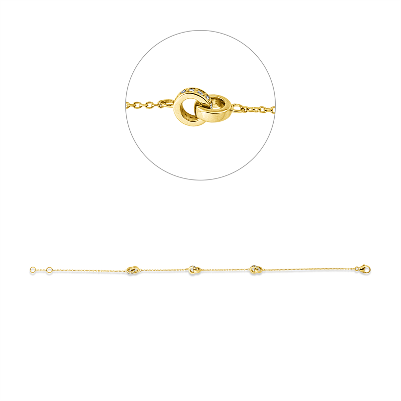 Armband 18 kt GG, mit ZÖ 18 cm, 36 Dia. 0,14 ct, TW-si