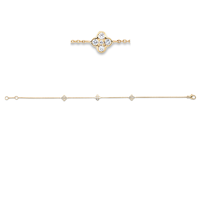 Armband 18 kt GG, mit ZÖ 18 cm, 3 Brill. 0,03 ct, TW-si, 12 Brill. 0,30 ct, TW-si