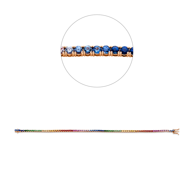 Armband 18 kt RG, 82 Saphire 3,52 ct fancy