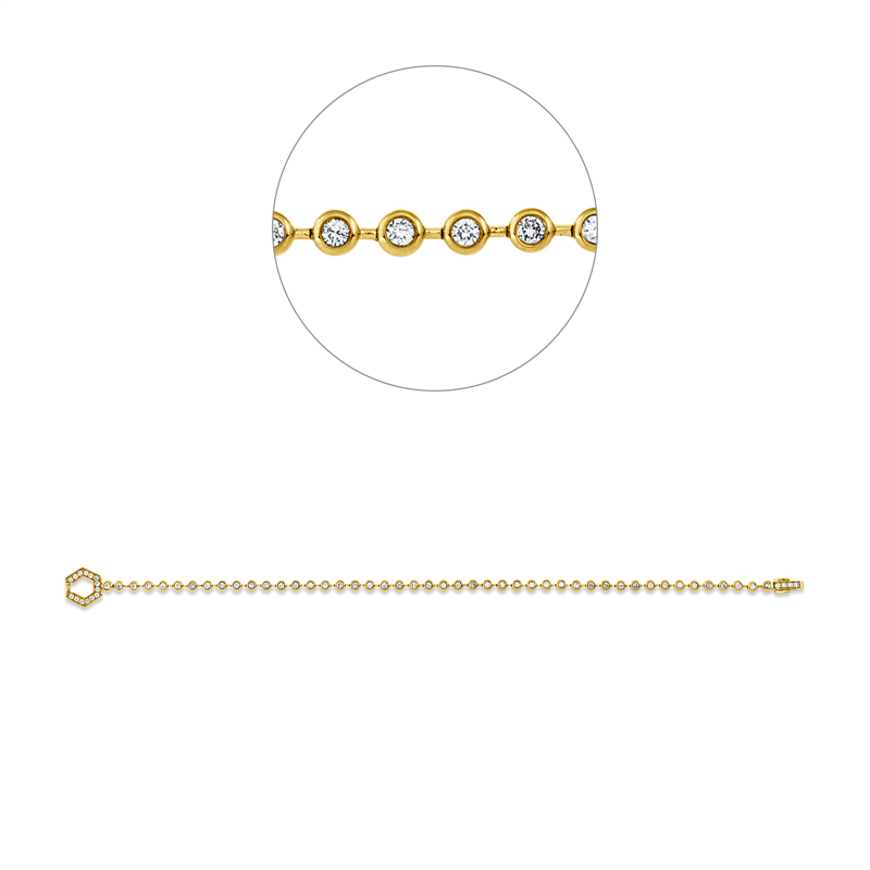 Armband 18 kt GG, 14 Brill. 0,11 ct, TW-pi, 50 Brill. 0,77 ct, TW-pi