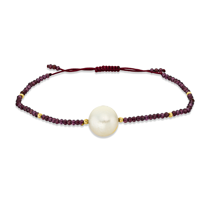 Armband 14 kt GG, 70 Granat 10,50 ct rot, 1 SS gold 11 mm