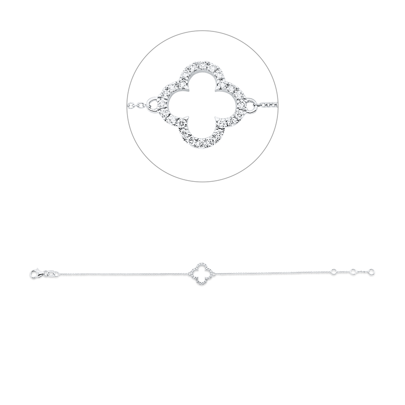 Armband 18 kt WG, mit ZÖ 16 cm + 17 cm, 24 Brill. 0,18 ct, TW-si
