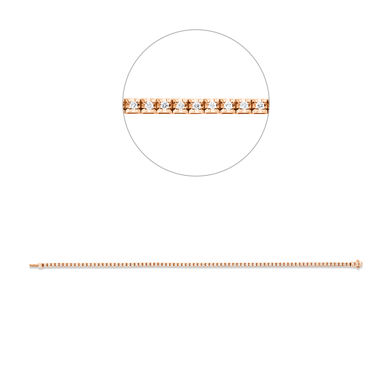 Armband 18 kt RG, 82 Brill. 0,51 ct, W-si