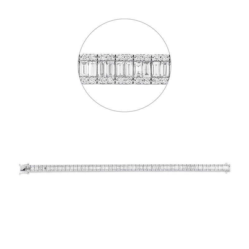 Armband 18 kt WG, 103 Bag. 4,90 ct, F-vsi, 208 Brill. 1,61 ct, F-si