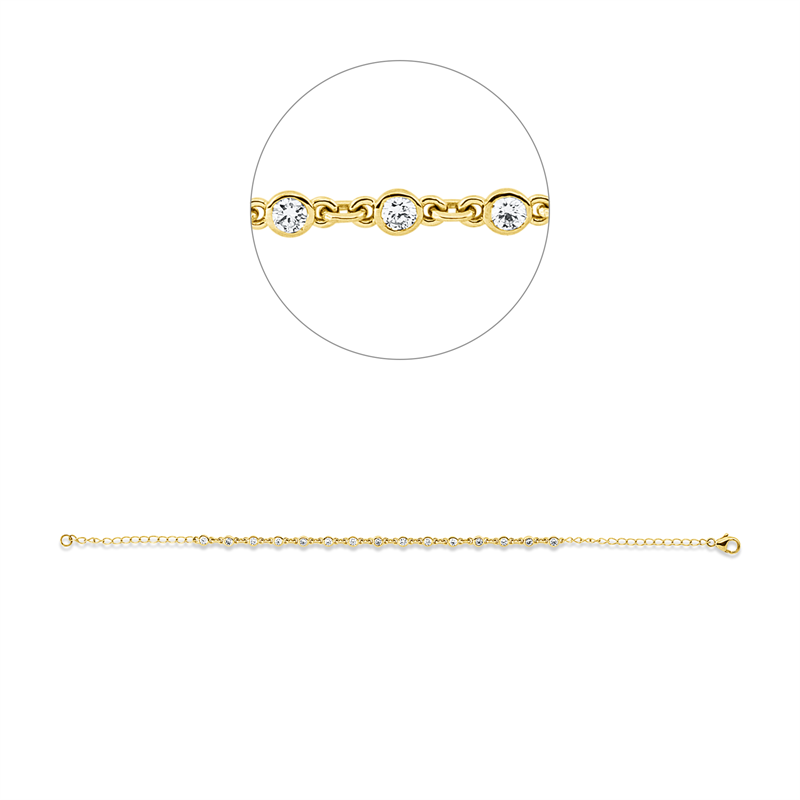 Armband 18 kt GG, 15 Brill. 0,75 ct, TW-si