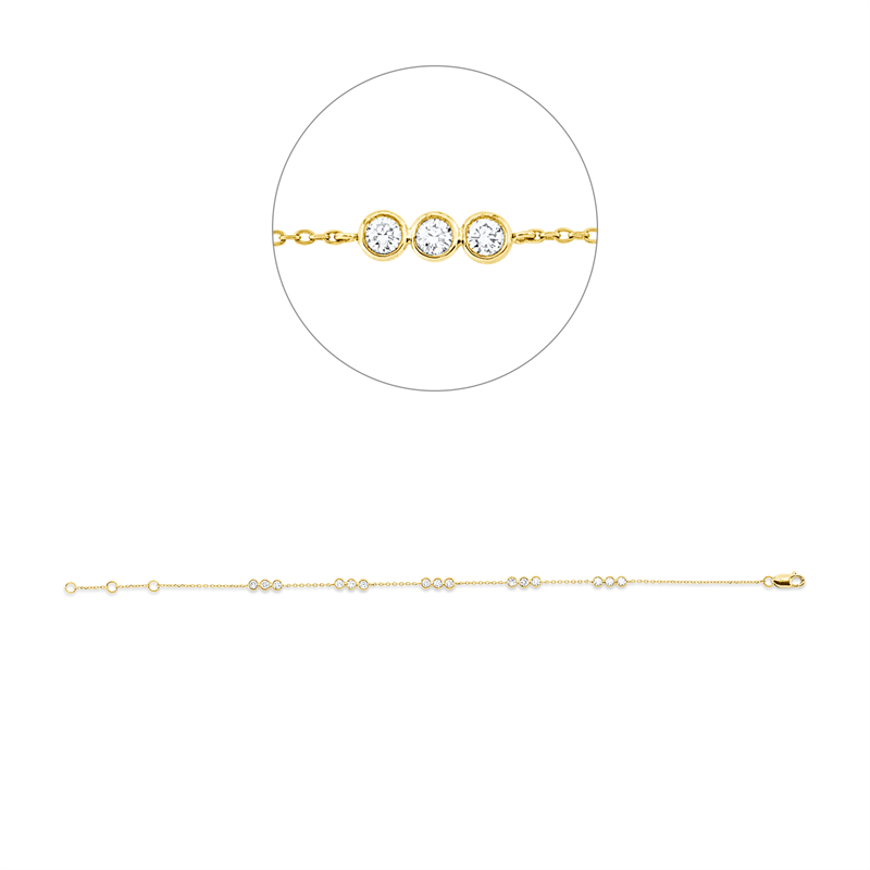 Armband 18 kt GG, 15 Brill. 0,50 ct, TW-si