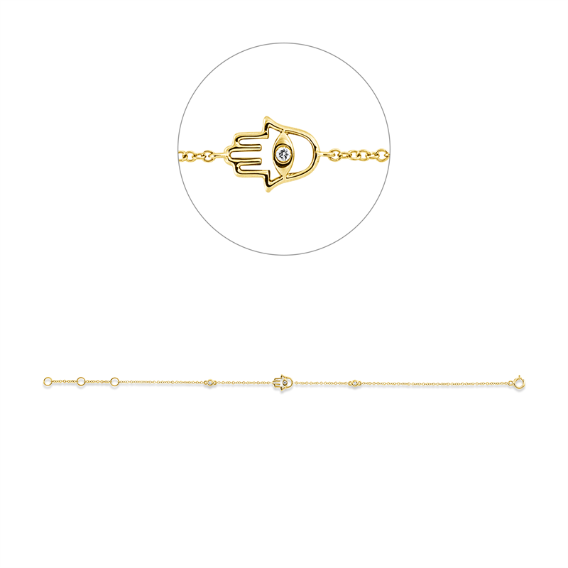 Armband 18 kt GG, mit ZÖ 12,7 cm + 16,5 cm, 3 Brill. 0,03 ct, TTLB-si