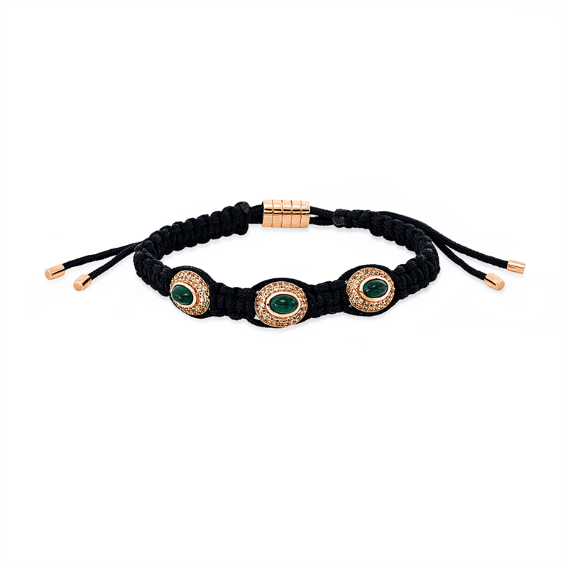 Armband 18 kt RG, 6 Brill. 0,04 ct, W-si, 3 Smaragde 1,67 ct grün, 126 Saphire 0,81 ct gelb