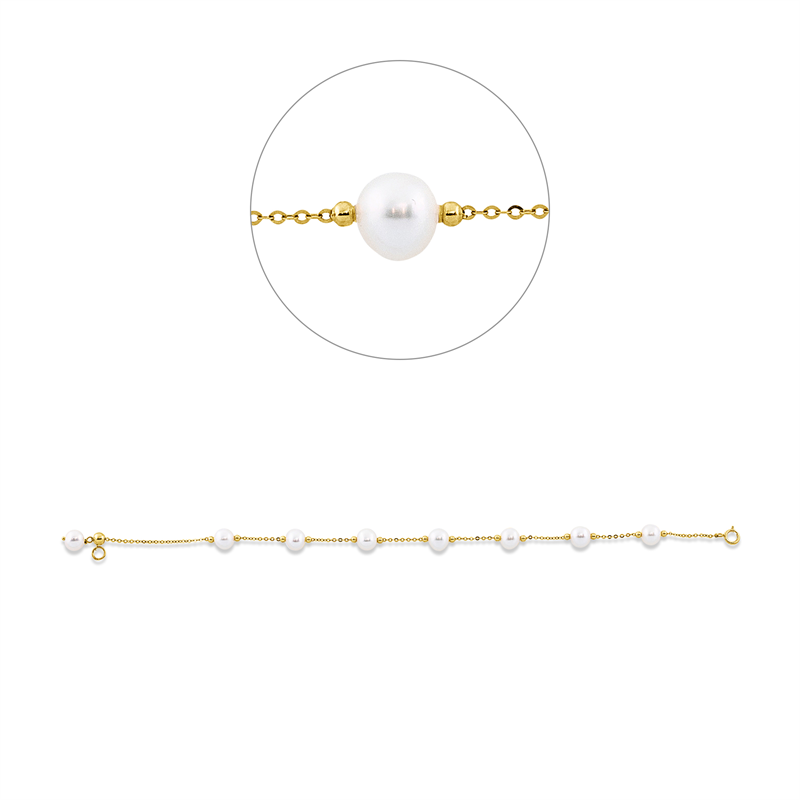 Armband 18 kt GG, 8 SW weiß 6 mm