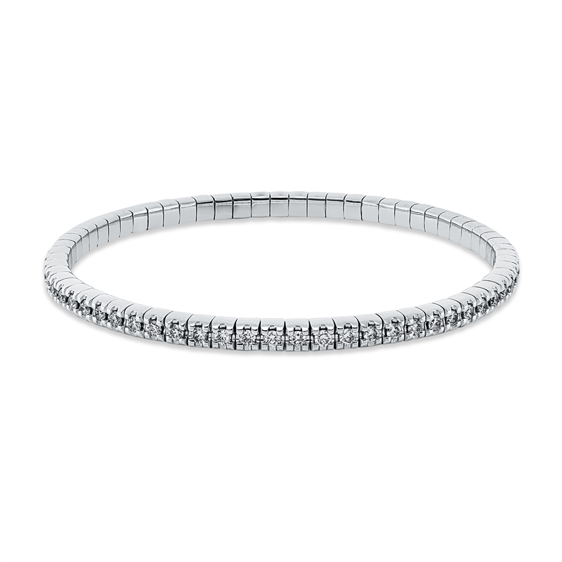 Armband 18 kt WG, Flex-Band, variabel, rhodinier, 65 Brill. 1,92 ct, TW-si