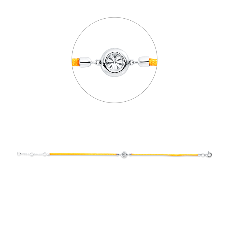 Armband 18 kt WG, orange cord mit ZÖ 15,16,5 cm, 1 Brill. 0,21 ct, TW-si