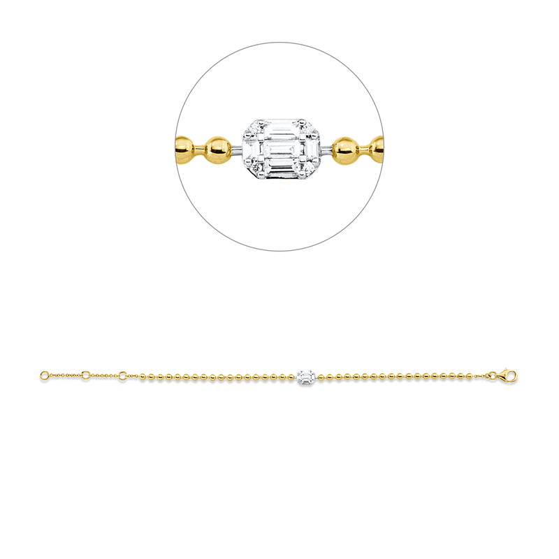 Armband 18 kt GG+WG, mit ZÖ 15.5 cm + 18 cm, 4 Brill. 0,02 ct, TW-pi, 5 Bag. 0,22 ct, TW-pi